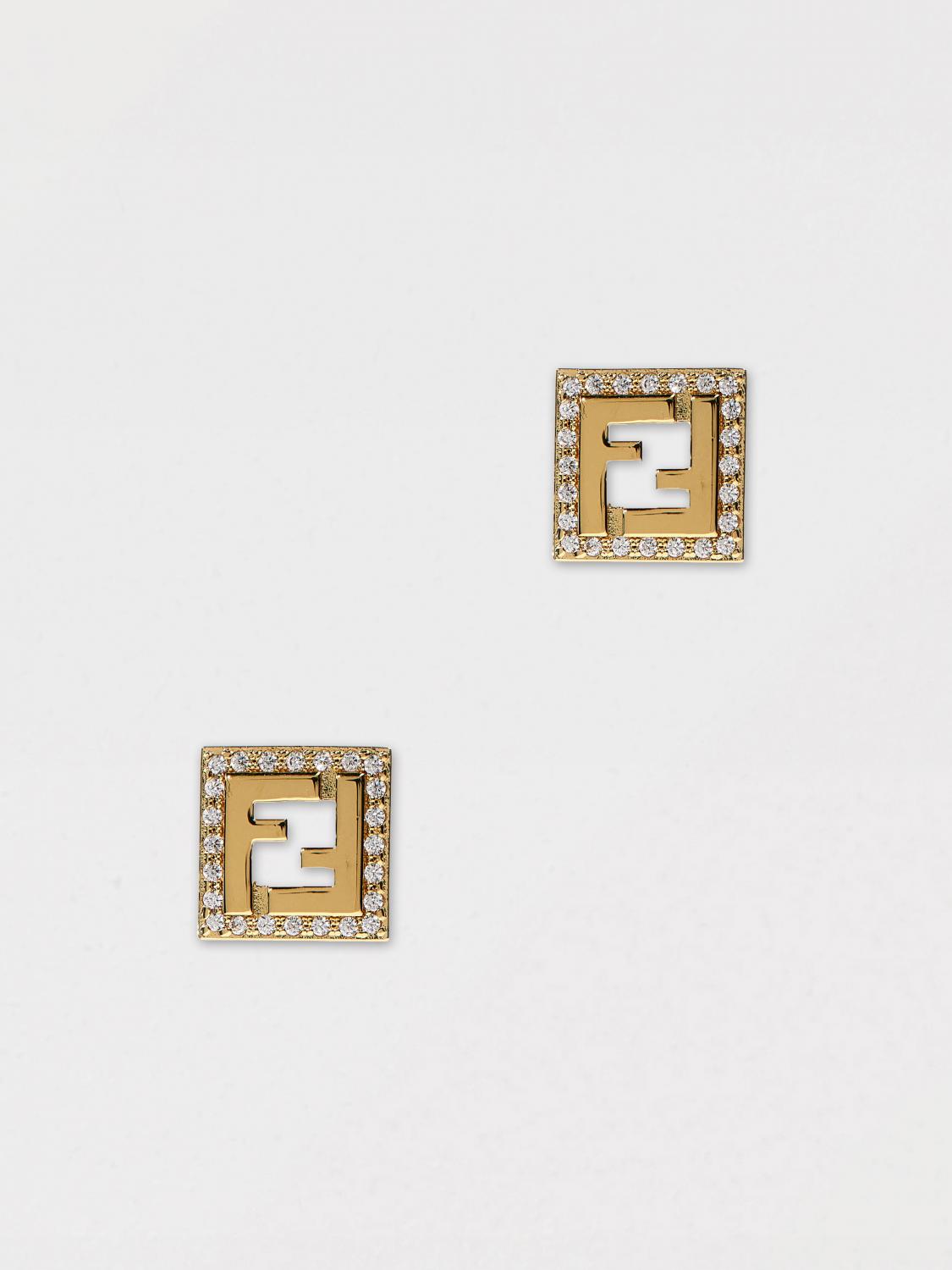 FENDI GIOIELLO: Orecchini Forever Fendi in ottone con strass incastonati , Oro - Img 1