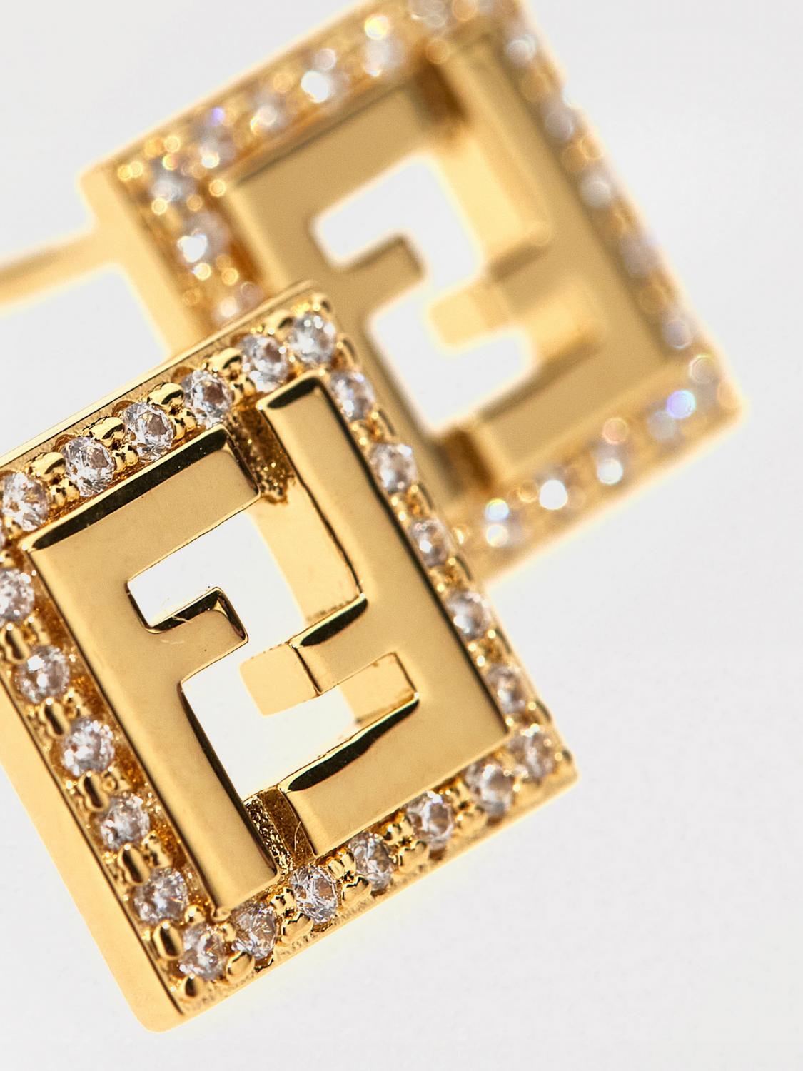 FENDI GIOIELLO: Orecchini Forever Fendi in ottone con strass incastonati , Oro - Img 2