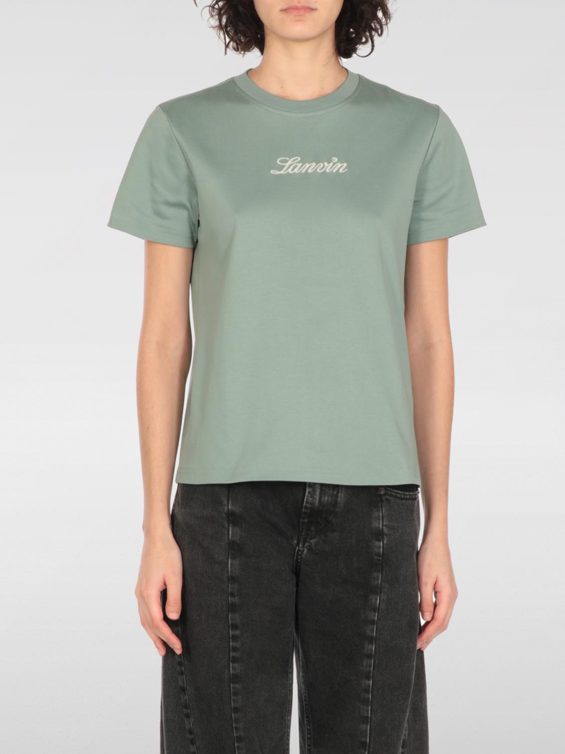 LANVIN T-SHIRTS: T-shirt Lanvin in cotone con logo a contrasto, Verde - Img 1