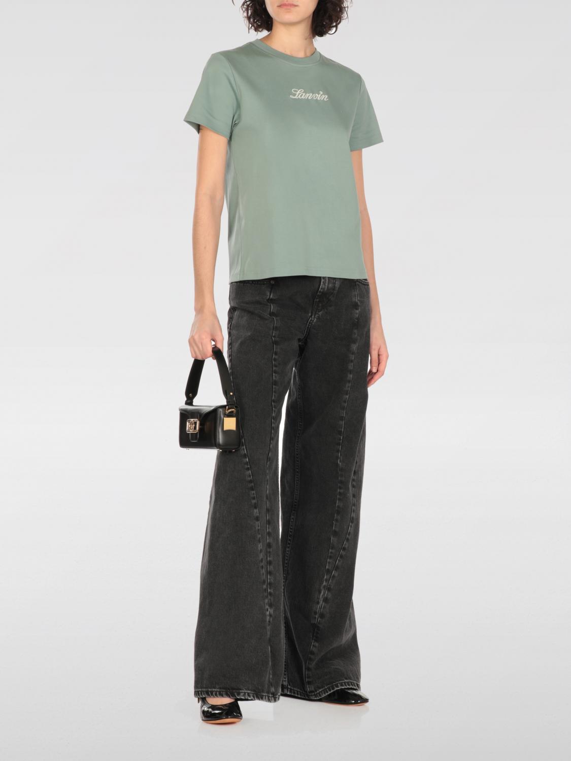 LANVIN T-SHIRTS: T-shirt Lanvin in cotone con logo a contrasto, Verde - Img 2