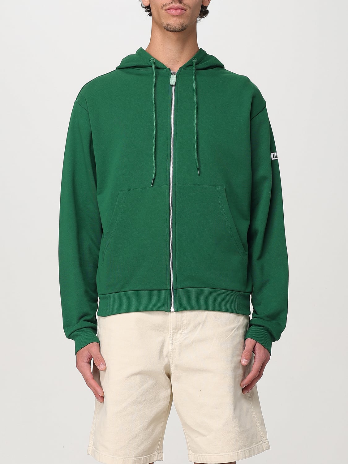 GCDS FELPA: Felpa GCDS in cotone con zip , Verde - Img 1