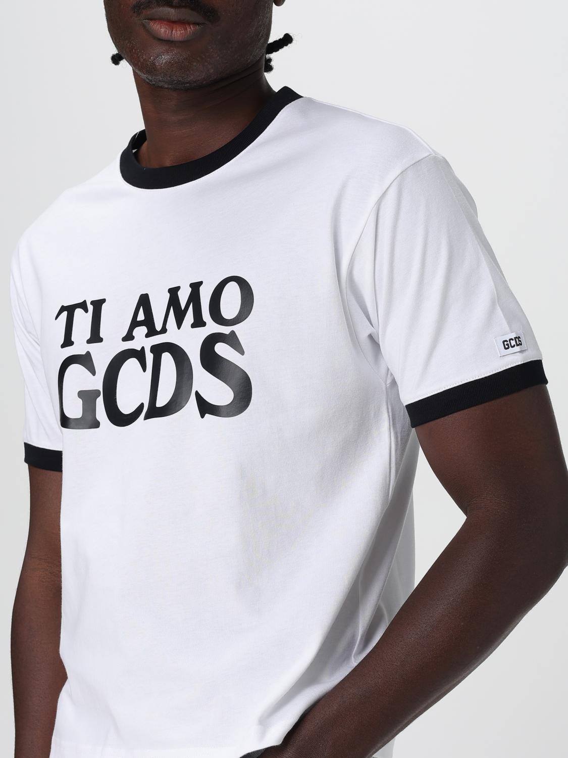 GCDS T-SHIRT: T-shirt in cotone con stampa logo GCDS, Bianco - Img 3