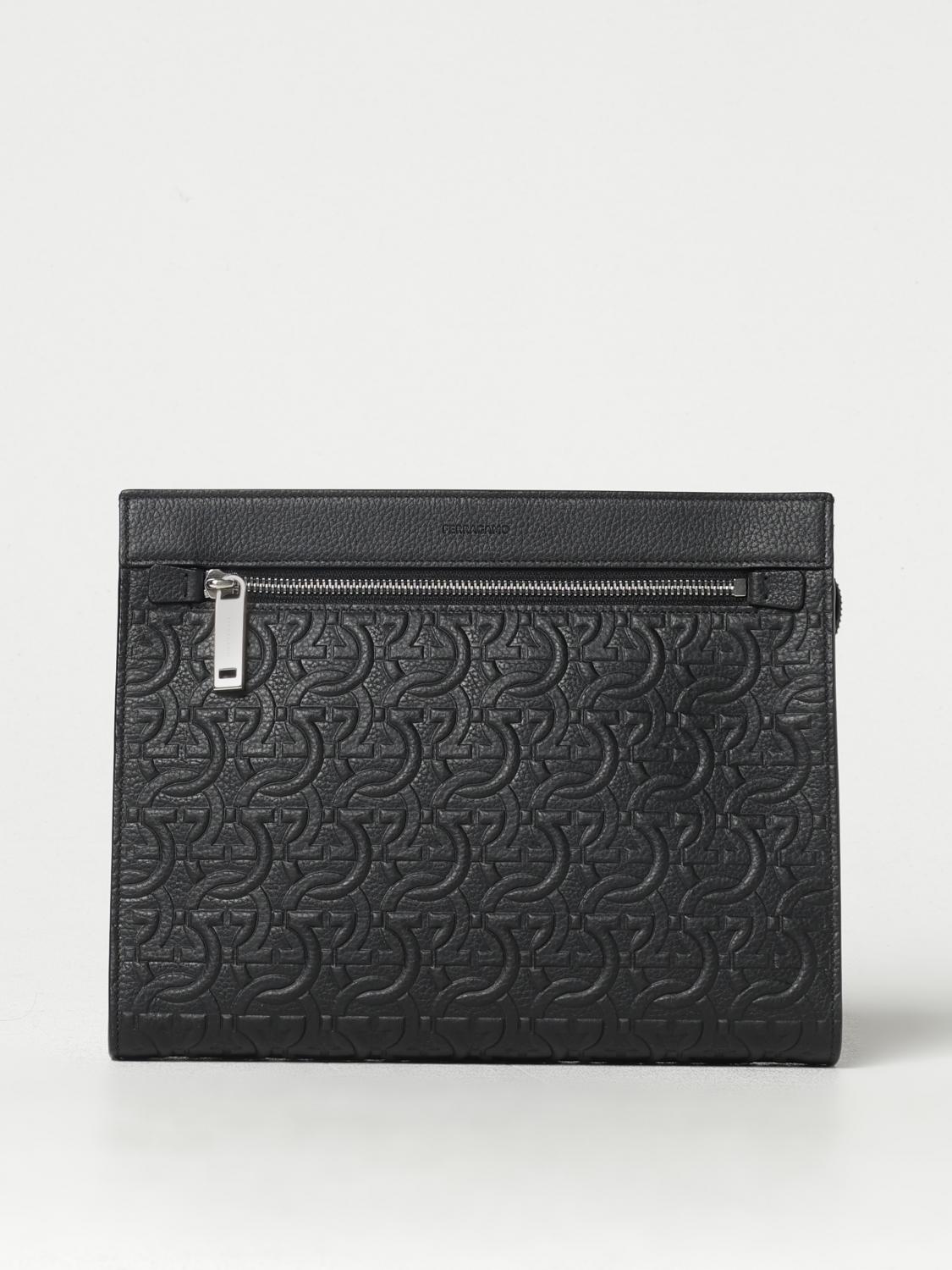 FERRAGAMO PORTADOCUMENTI: Portadocumenti in pelle Gancini Ferragamo, Nero - Img 1