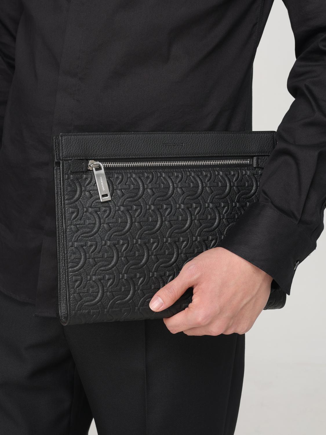 FERRAGAMO PORTADOCUMENTI: Portadocumenti in pelle Gancini Ferragamo, Nero - Img 2