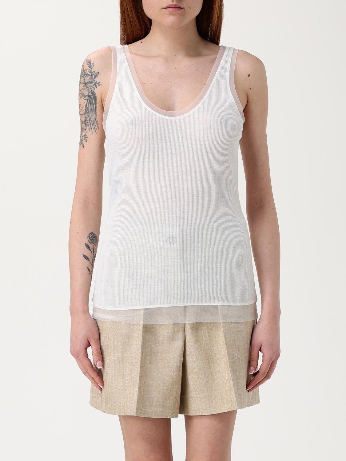 PINKO TOP: Top Pinko in misto viscosa , Bianco - Img 1