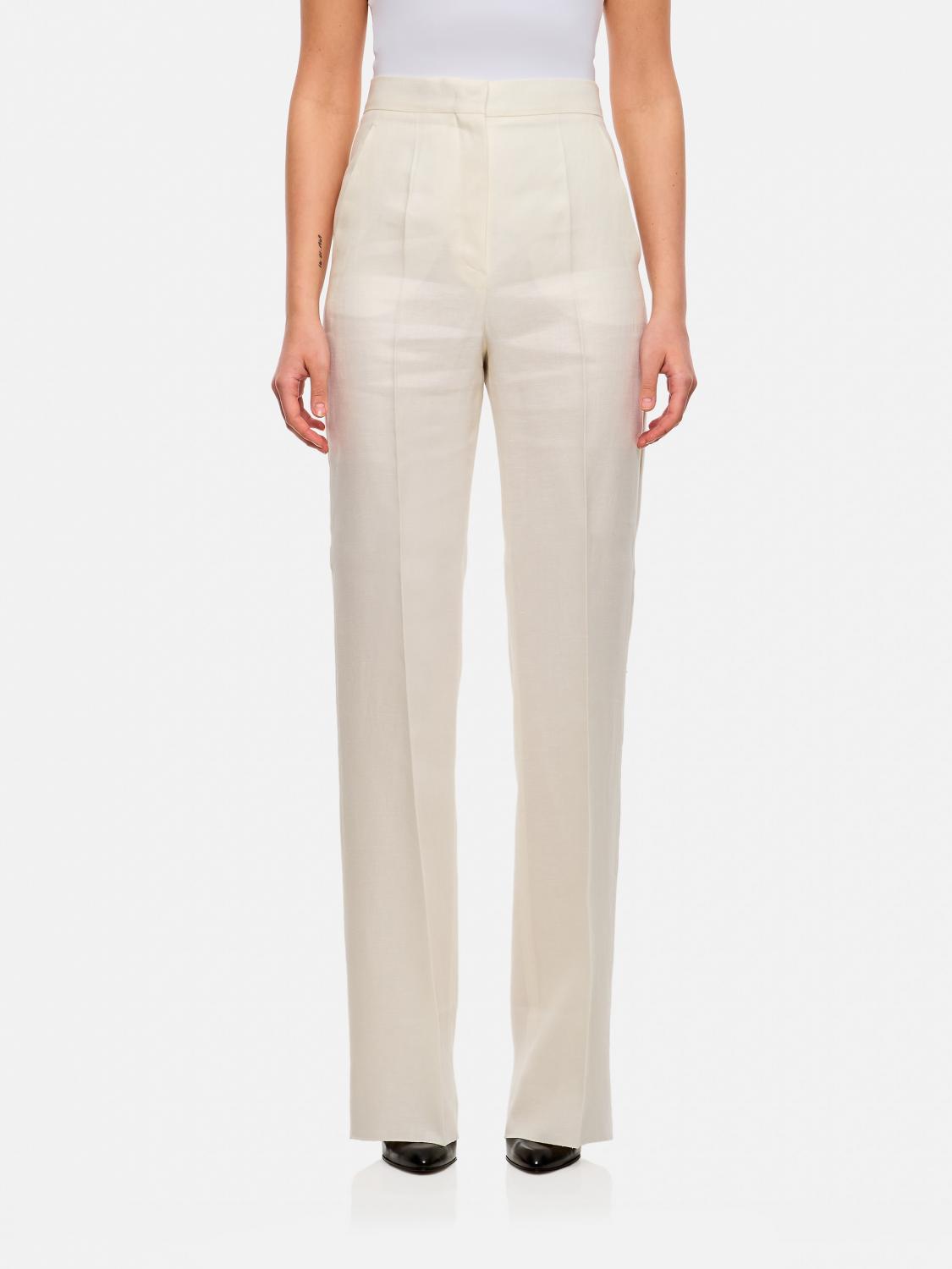 MAX MARA PANTALONI: Pantalone Max Mara in lino , Bianco - Img 1