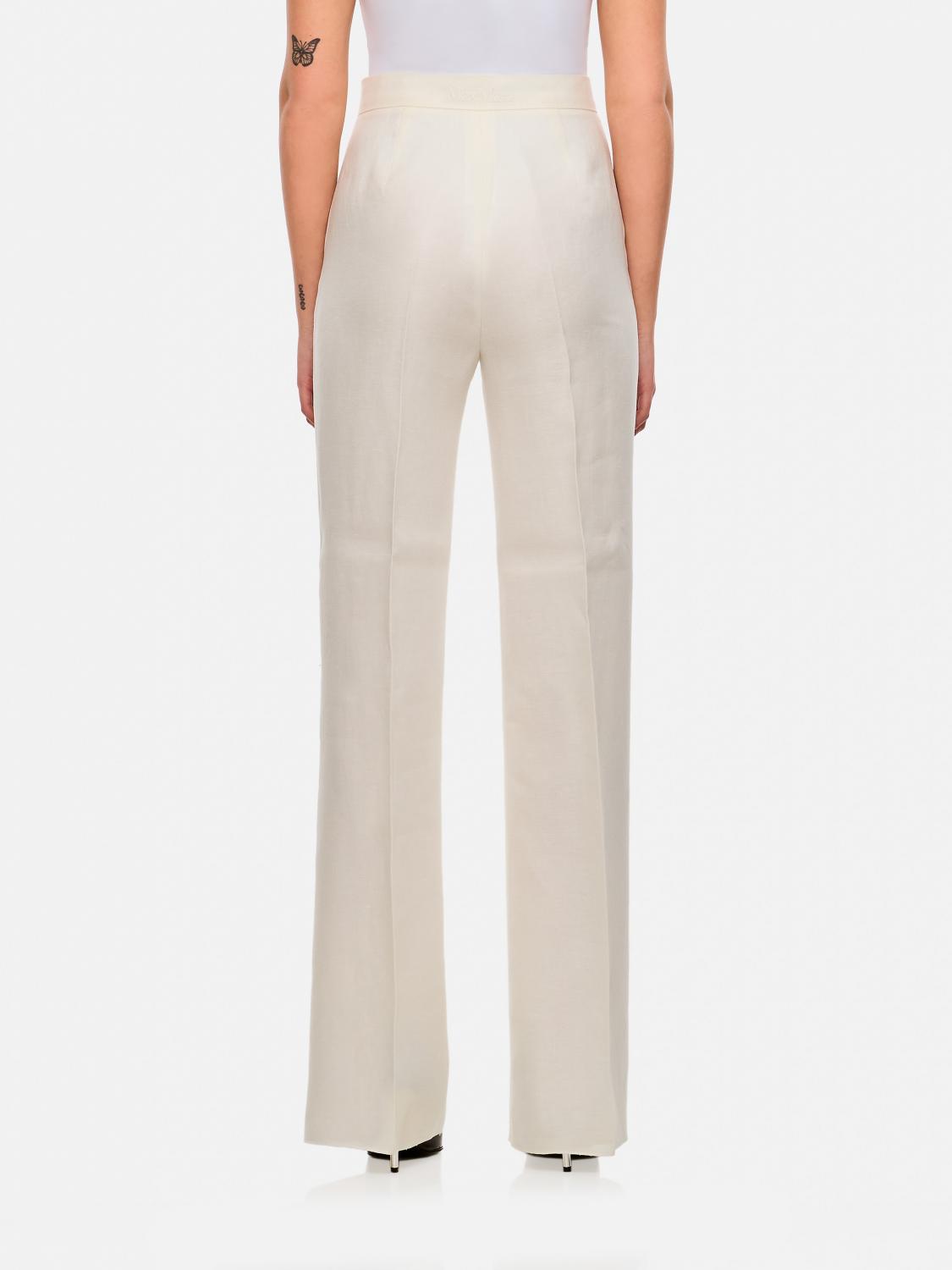 MAX MARA PANTALONI: Pantalone Max Mara in lino , Bianco - Img 3