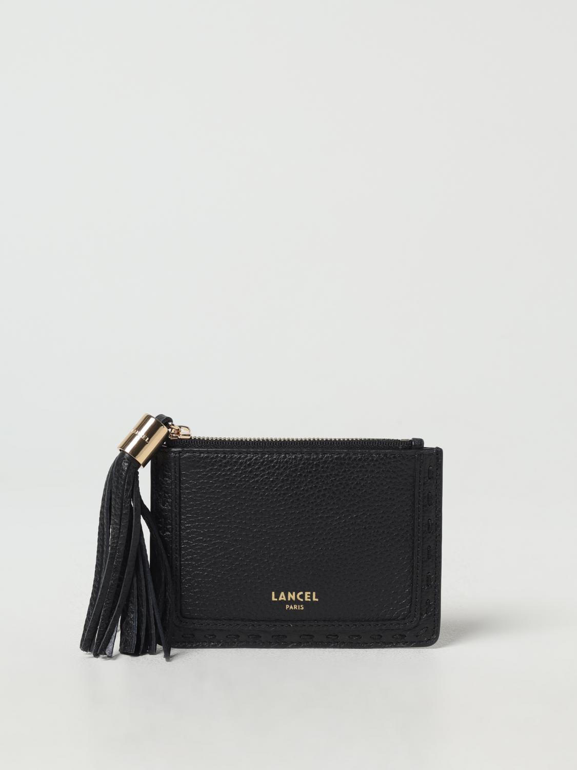 LANCEL PORTAFOGLIO: Portacarte di credito Lancel in pelle martellata , Nero - Img 1
