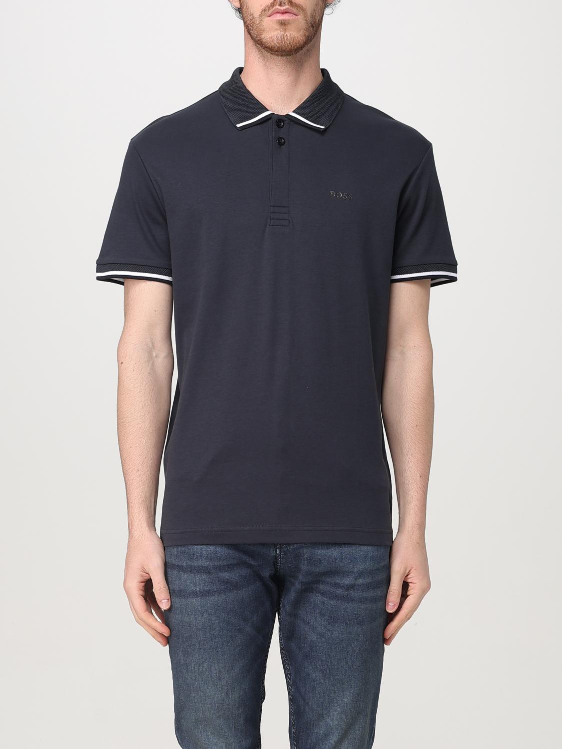 BOSS POLO: Polo classica Boss in cotone con logo , Blue 1 - Img 1