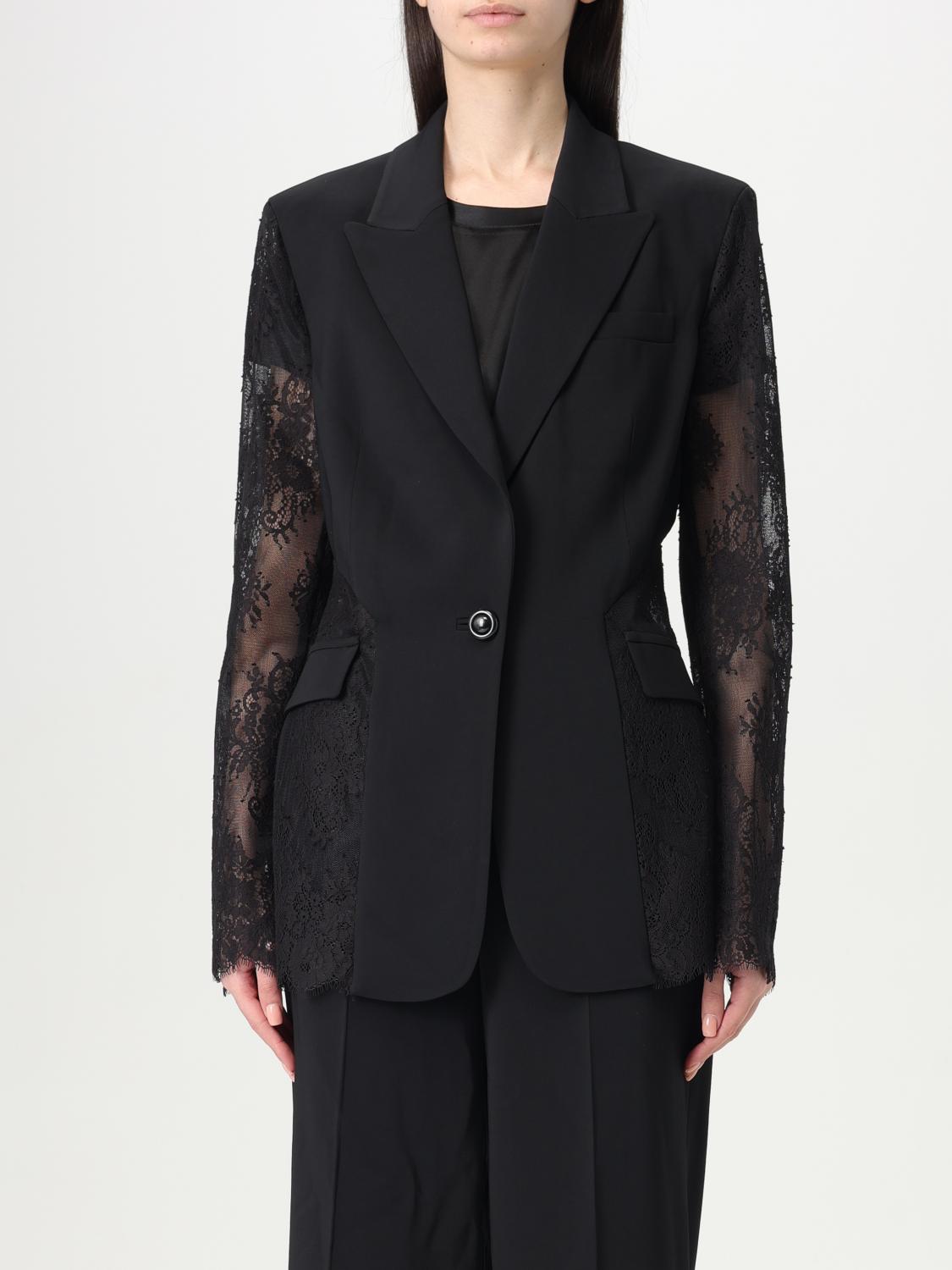 PINKO BLAZER: Blazer monopetto Pinko in cotone e pizzo , Nero - Img 1