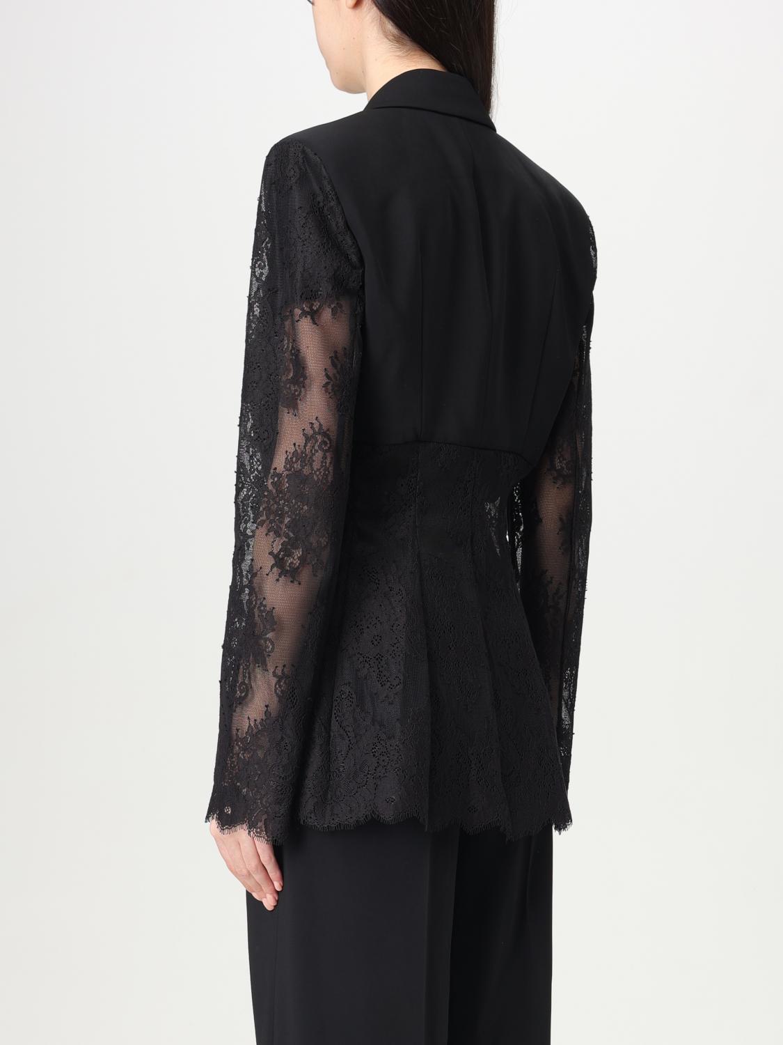 PINKO BLAZER: Blazer monopetto Pinko in cotone e pizzo , Nero - Img 2