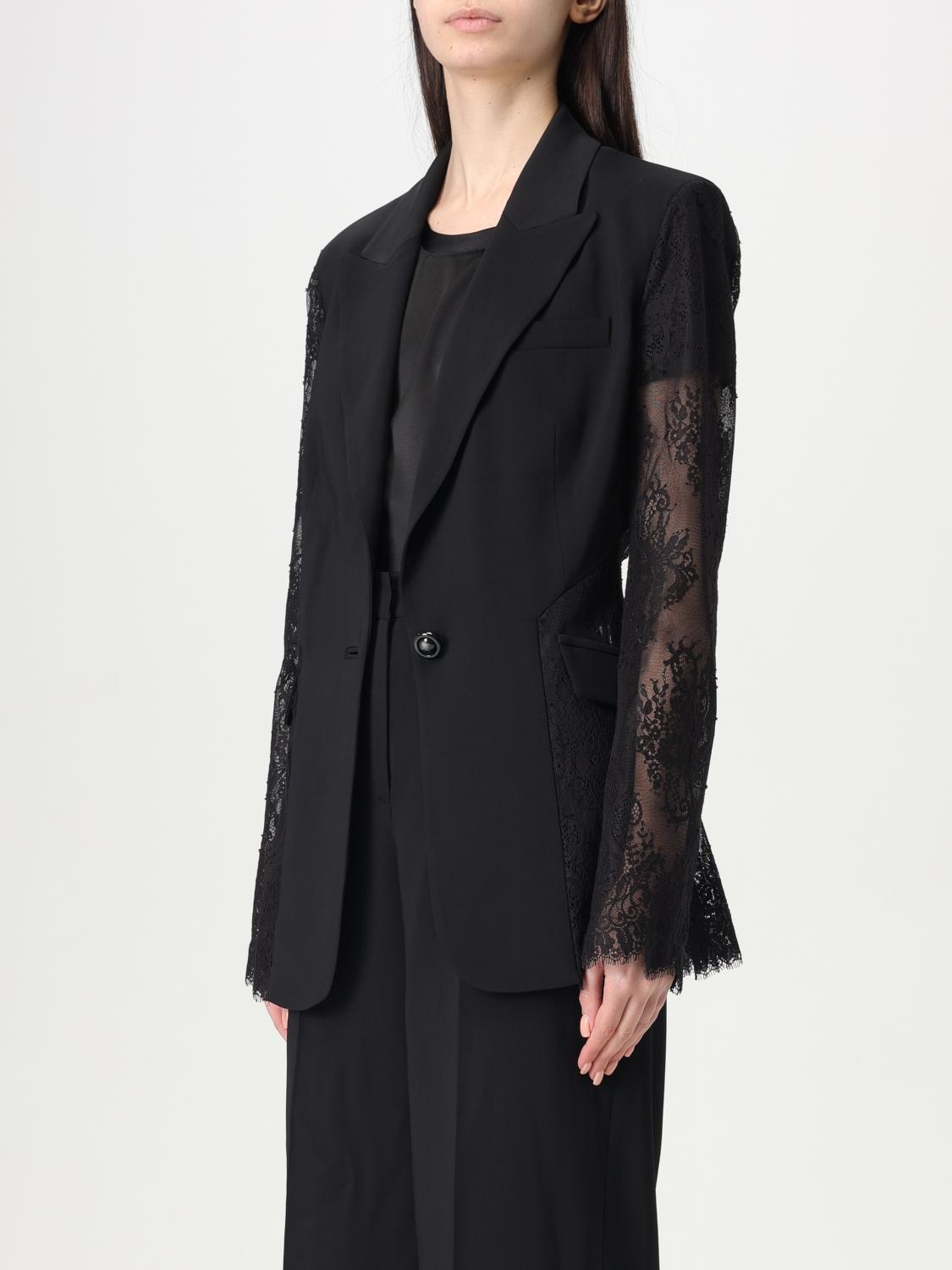 PINKO BLAZER: Blazer monopetto Pinko in cotone e pizzo , Nero - Img 3