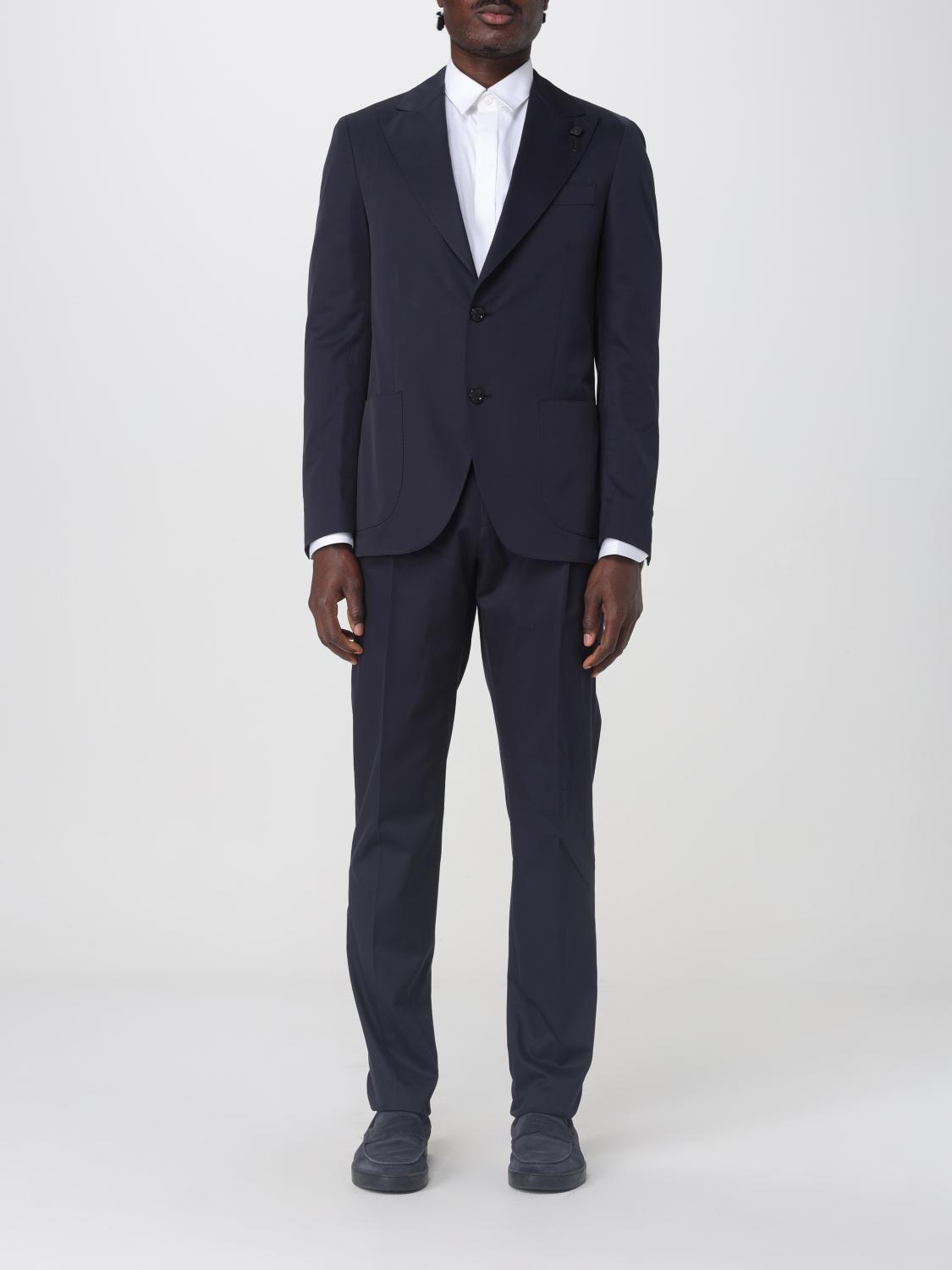 LARDINI 수트: Lardini 싱글 브레스트 코튼 수트, 블루 - Img 1