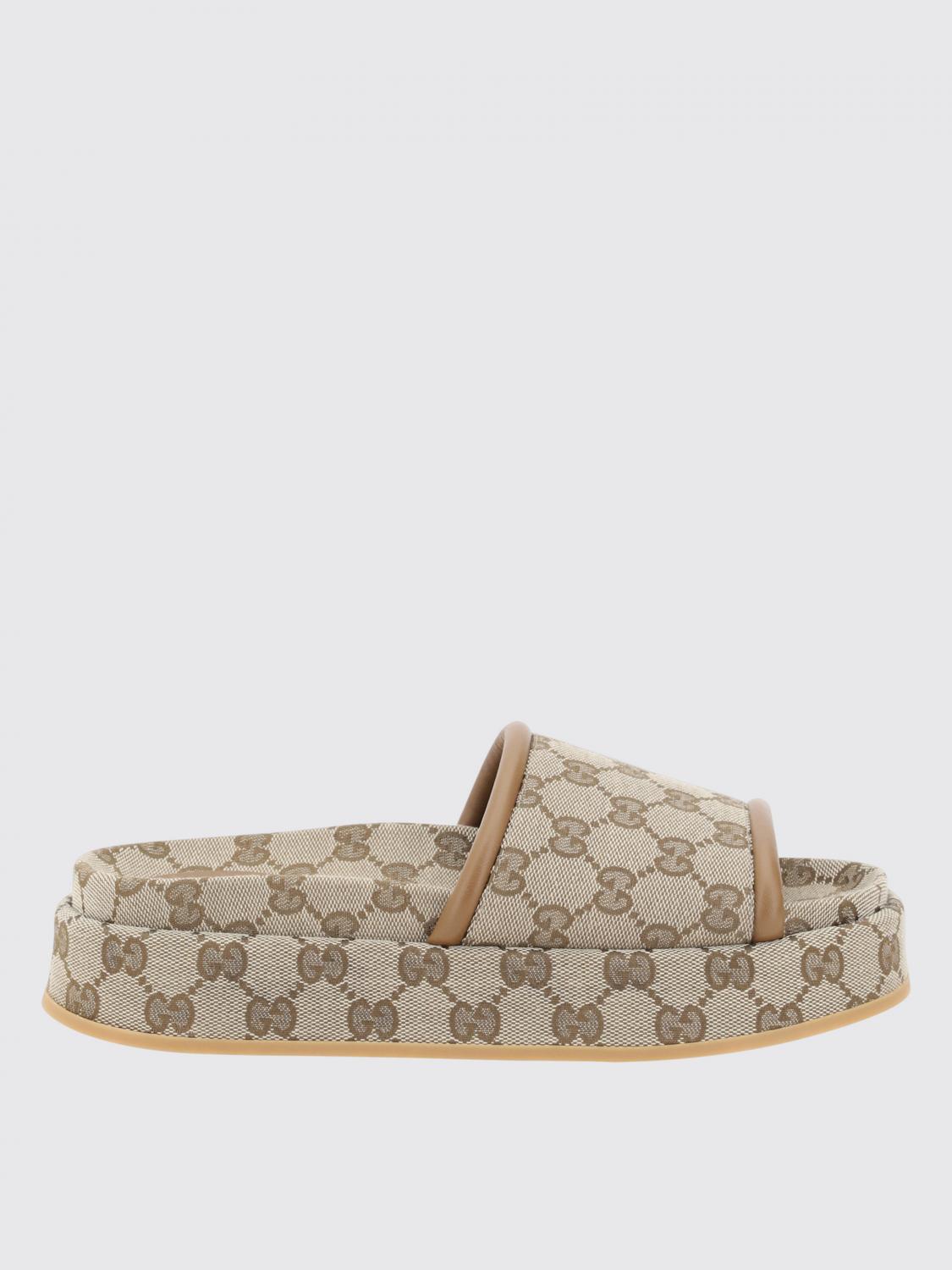 GUCCI FLAT SANDAL: Flat sandals woman Gucci, Beige - Img 1