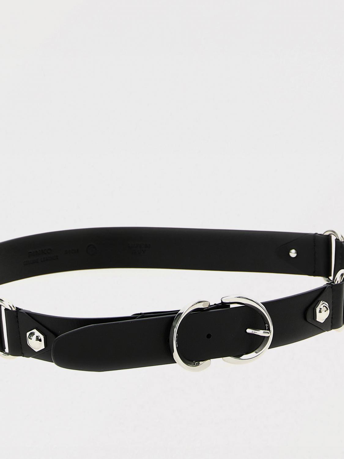 PINKO CINTURA: Cintura Lois Pinko in pelle con borchie , Nero - Img 2