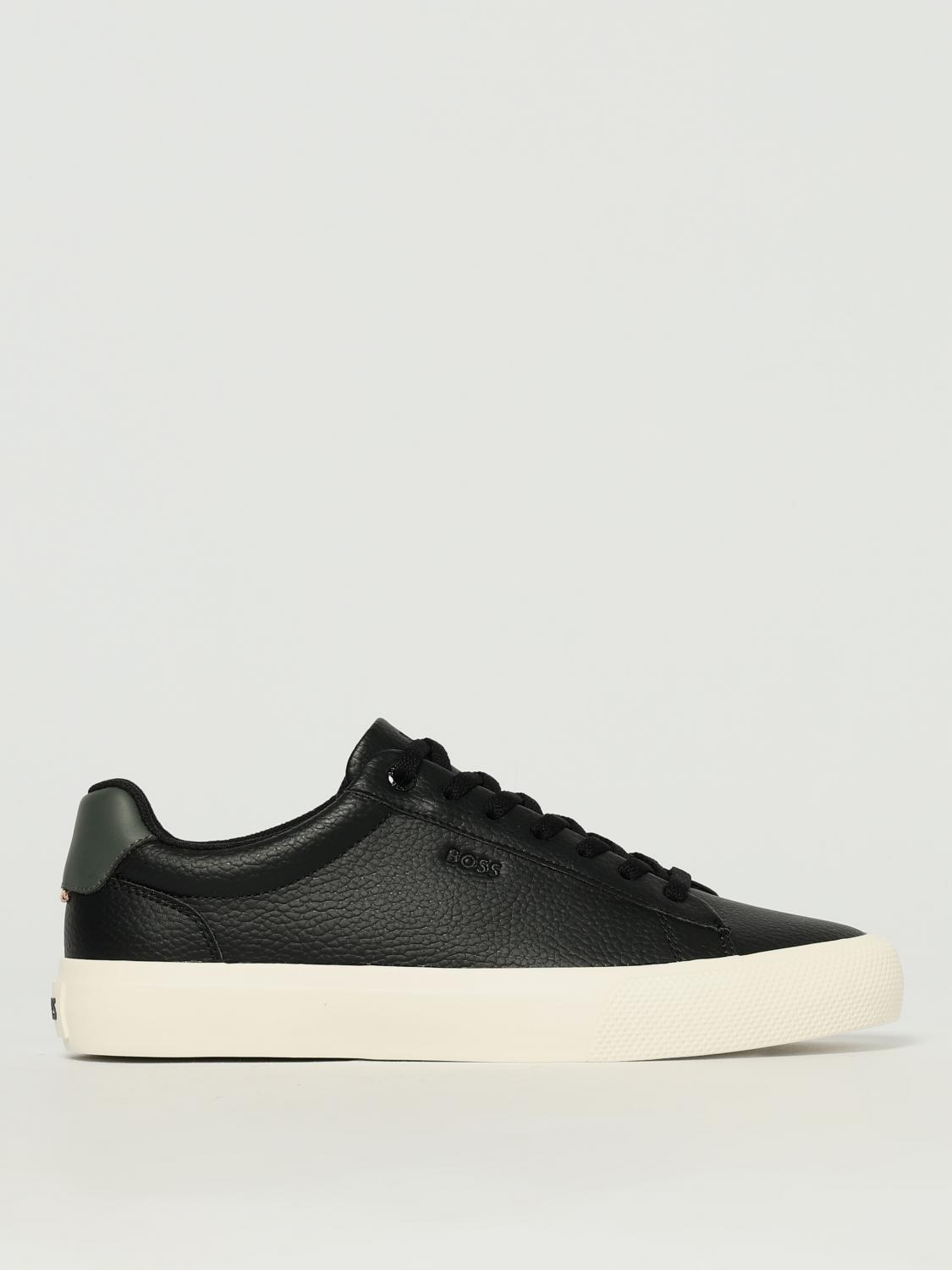 BOSS SNEAKERS: Sneakers Boss in pelle sintetica a grana , Nero - Img 1