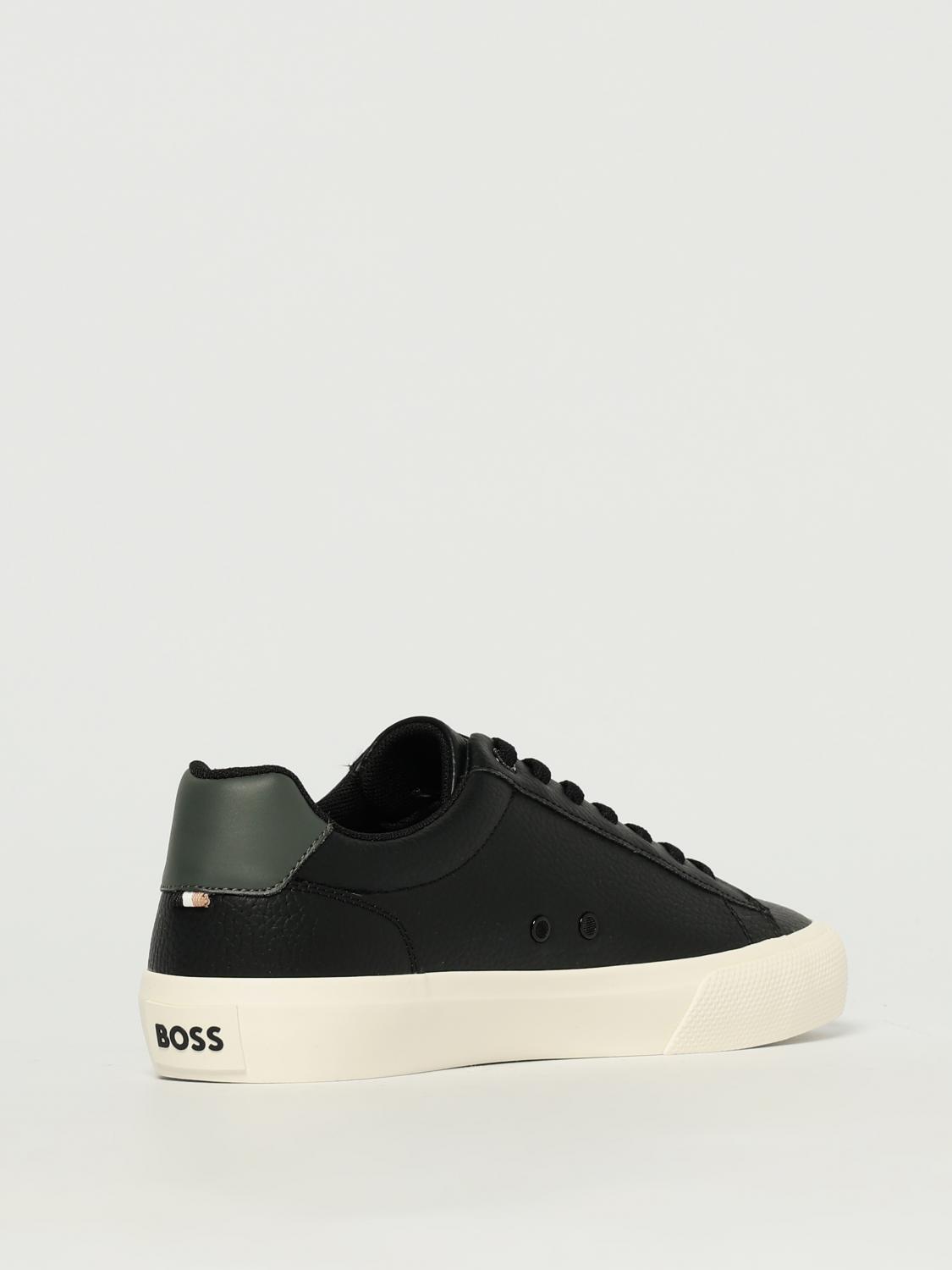 BOSS SNEAKERS: Sneakers Boss in pelle sintetica a grana , Nero - Img 3