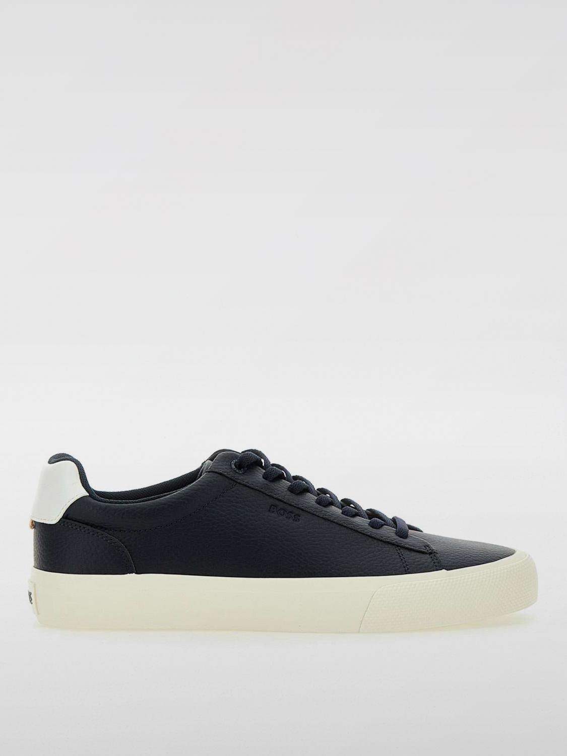 BOSS SNEAKERS: Sneakers Boss in pelle sintetica a grana , Blue - Img 1