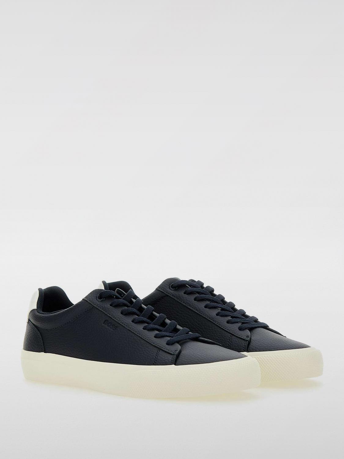 BOSS SNEAKERS: Sneakers Boss in pelle sintetica a grana , Blue - Img 2