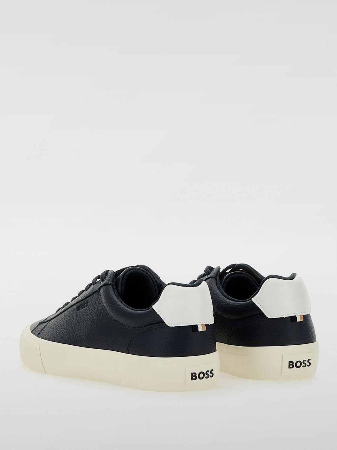 BOSS SNEAKERS: Sneakers Boss in pelle sintetica a grana , Blue - Img 3
