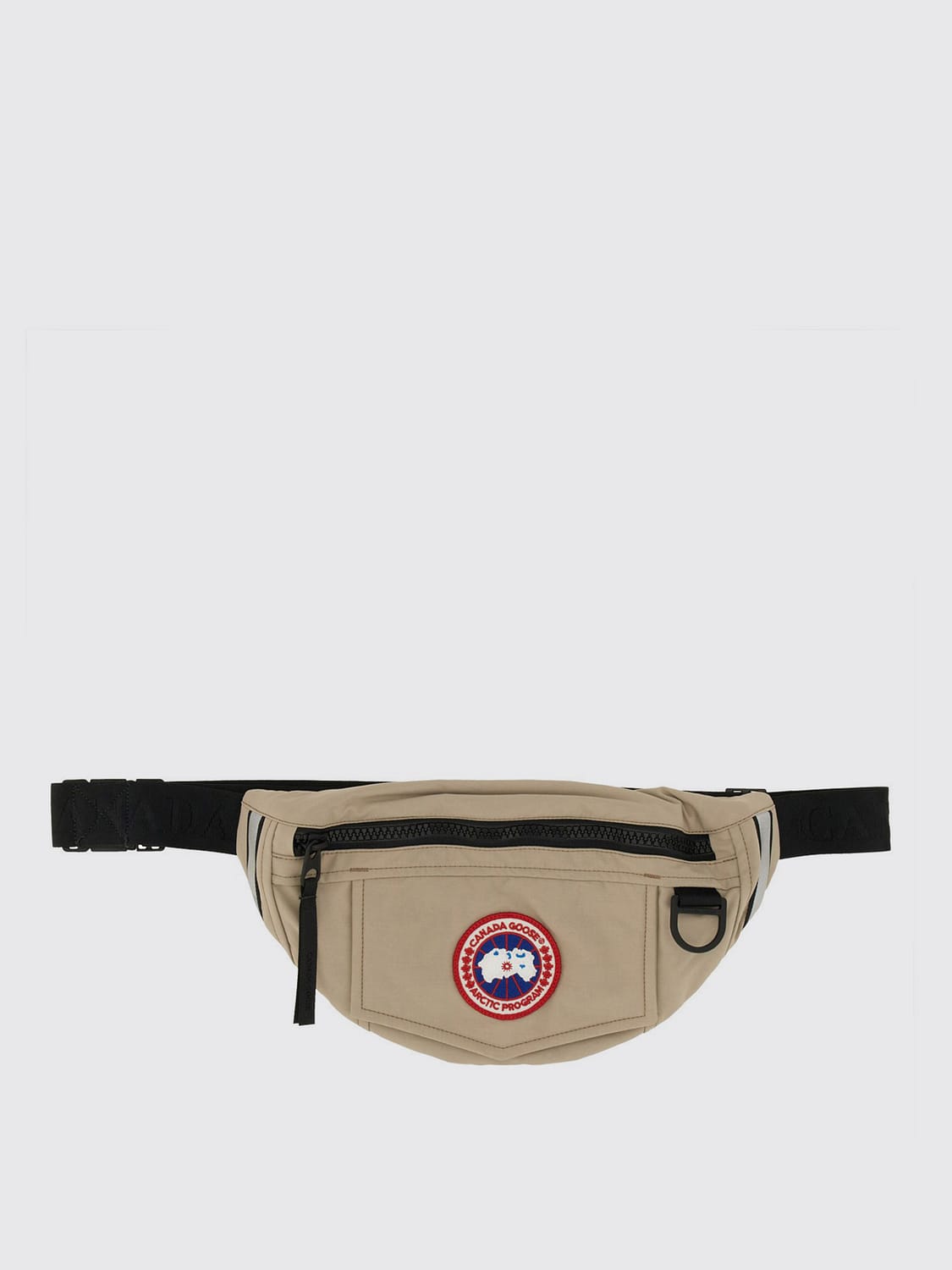 CANADA GOOSE MARSUPIO: Marsupio in nylon con patch logo Canada Goose, Beige - Img 1