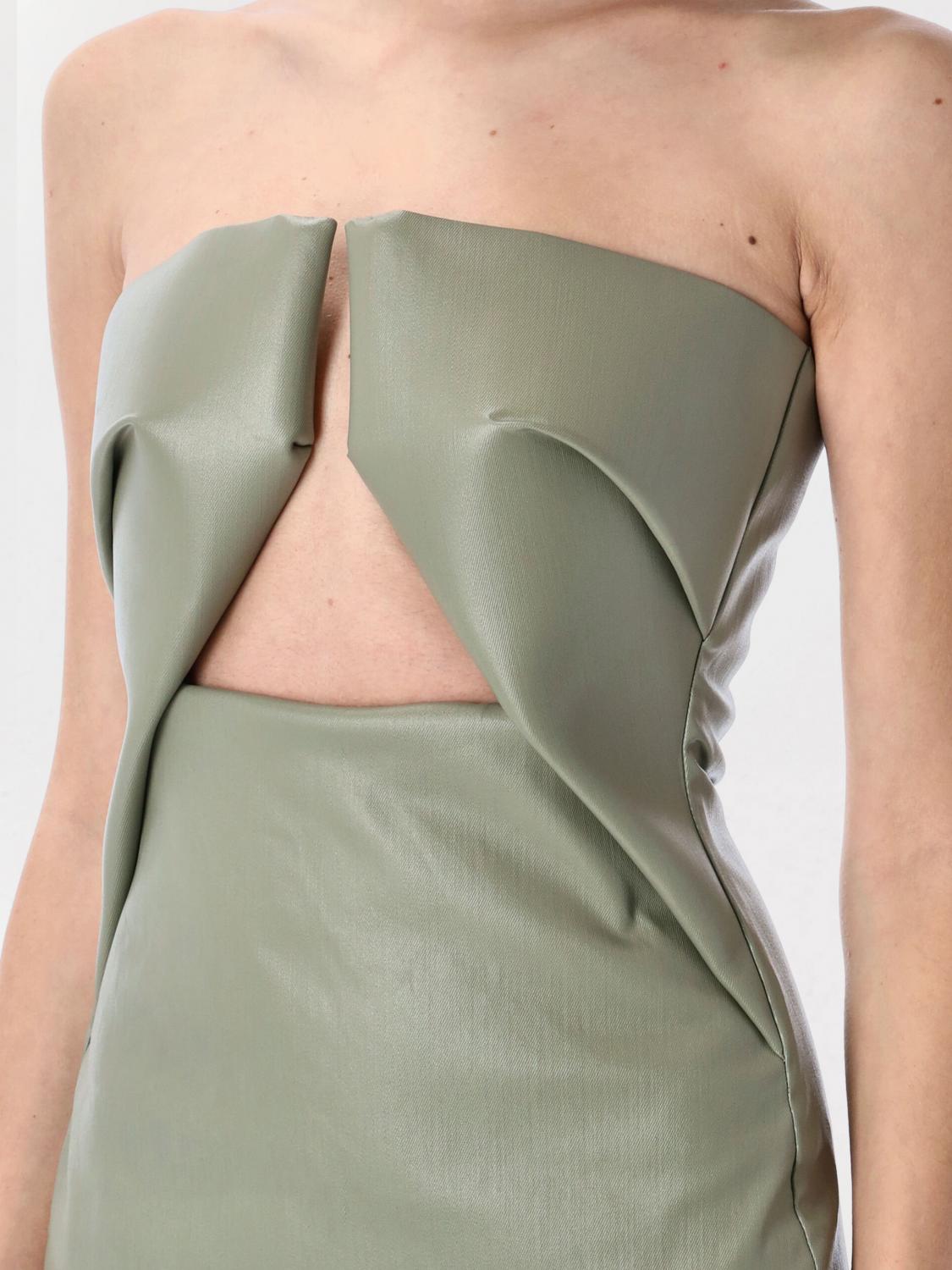 green rick owens dress Draped Slit Maxi Dress