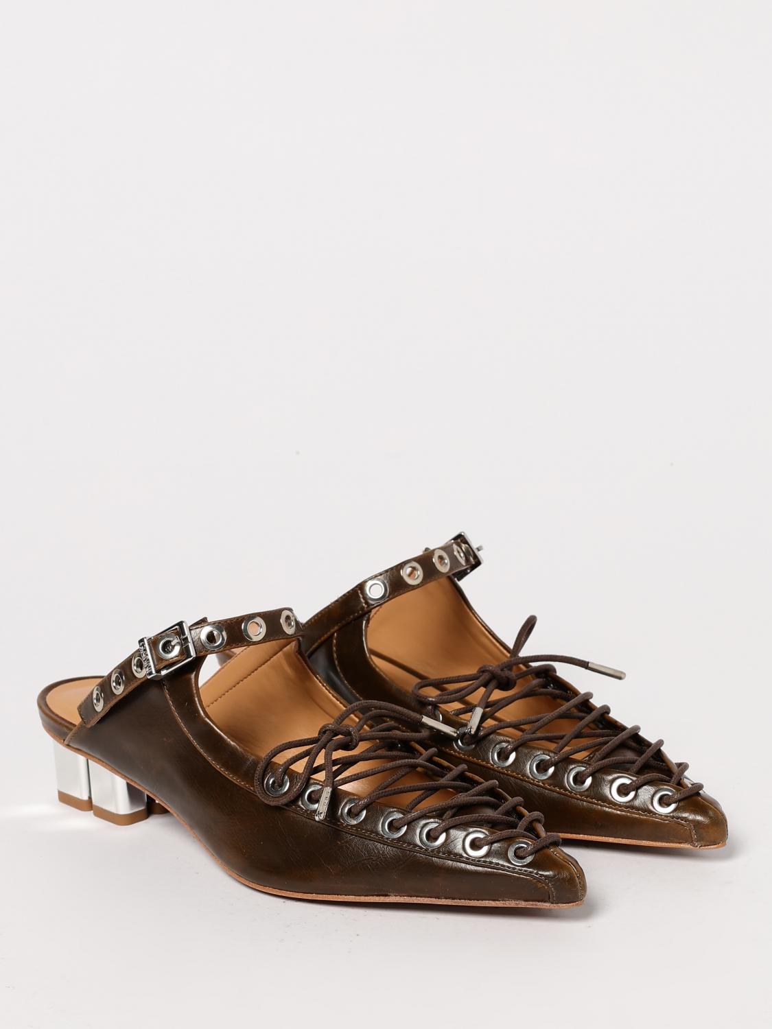GANNI SCARPE: Mules Ganni in Oleatex , Verde - Img 2