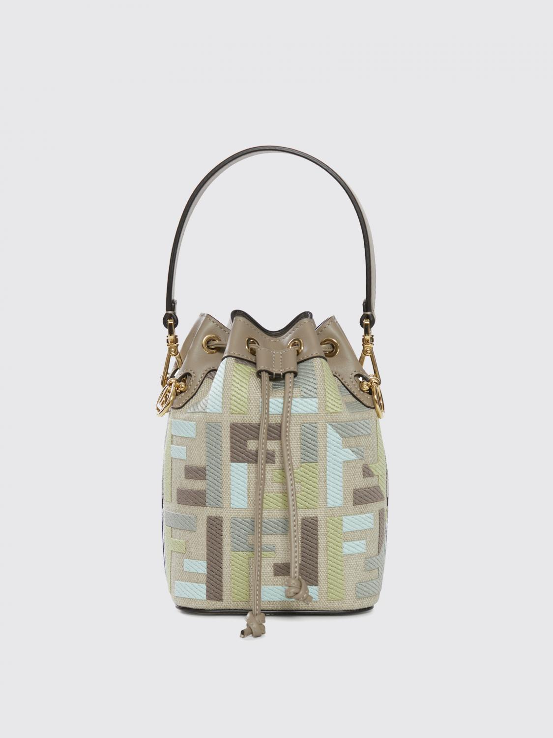 FENDI BORSA MINI: Borsa a secchiello in jacquard FF Fendi Mon Tresor, Fantasia - Img 1