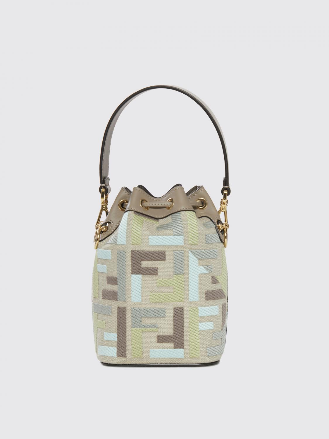 FENDI BORSA MINI: Borsa a secchiello in jacquard FF Fendi Mon Tresor, Fantasia - Img 2