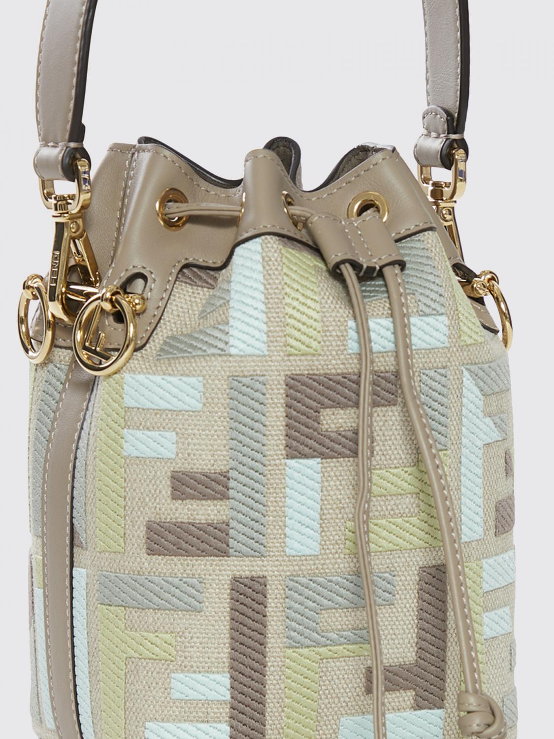 FENDI BORSA MINI: Borsa a secchiello in jacquard FF Fendi Mon Tresor, Fantasia - Img 3