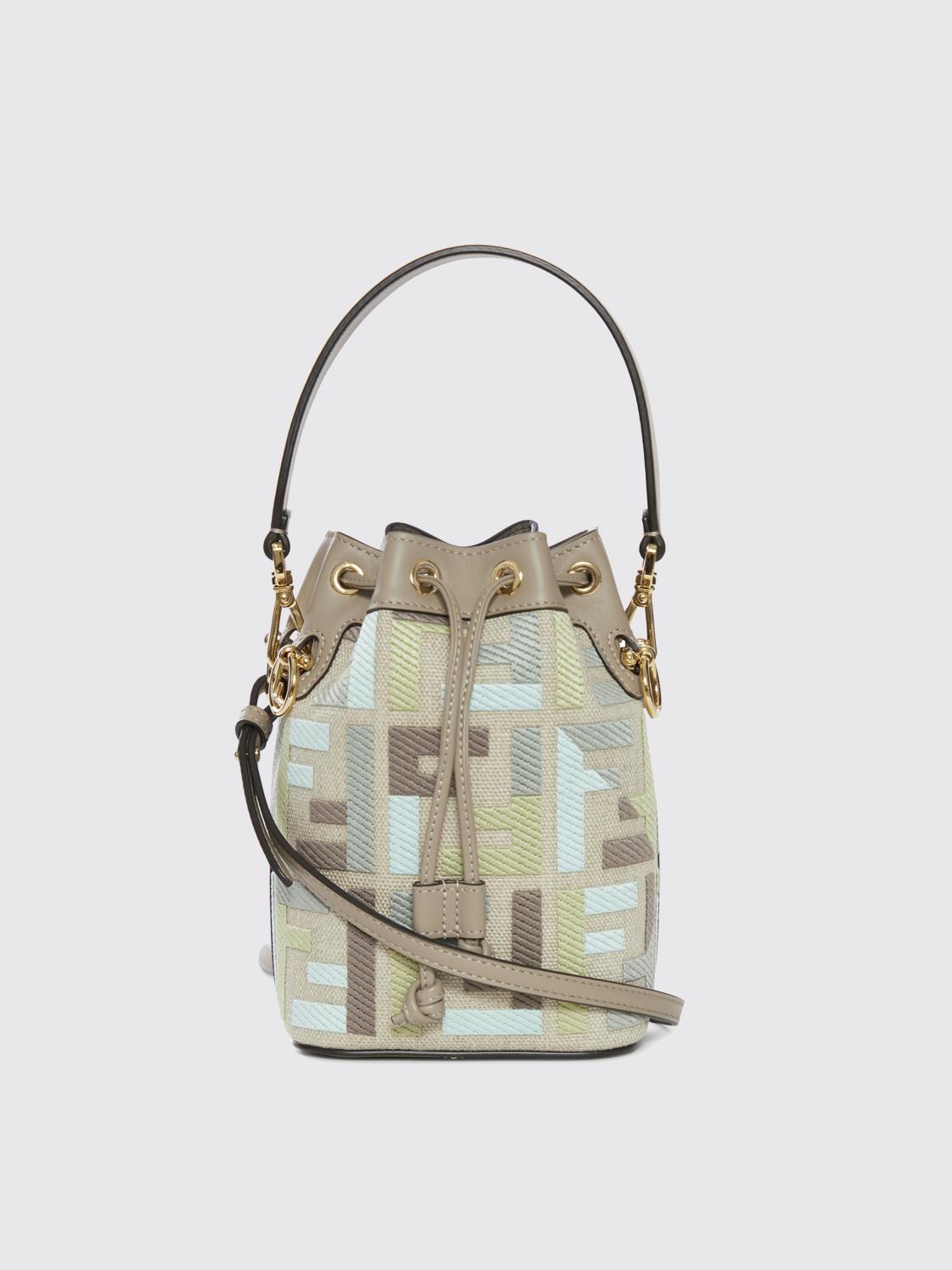 FENDI BORSA MINI: Borsa a secchiello in jacquard FF Fendi Mon Tresor, Fantasia - Img 4