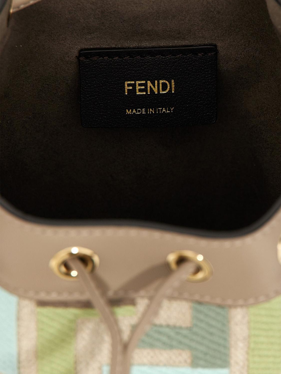 FENDI BORSA MINI: Borsa a secchiello in jacquard FF Fendi Mon Tresor, Fantasia - Img 5