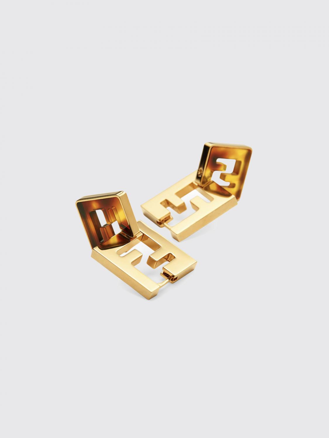 FENDI GIOIELLO: Orecchini Forever Fendi in ottone e resina tartarugata , Oro - Img 2