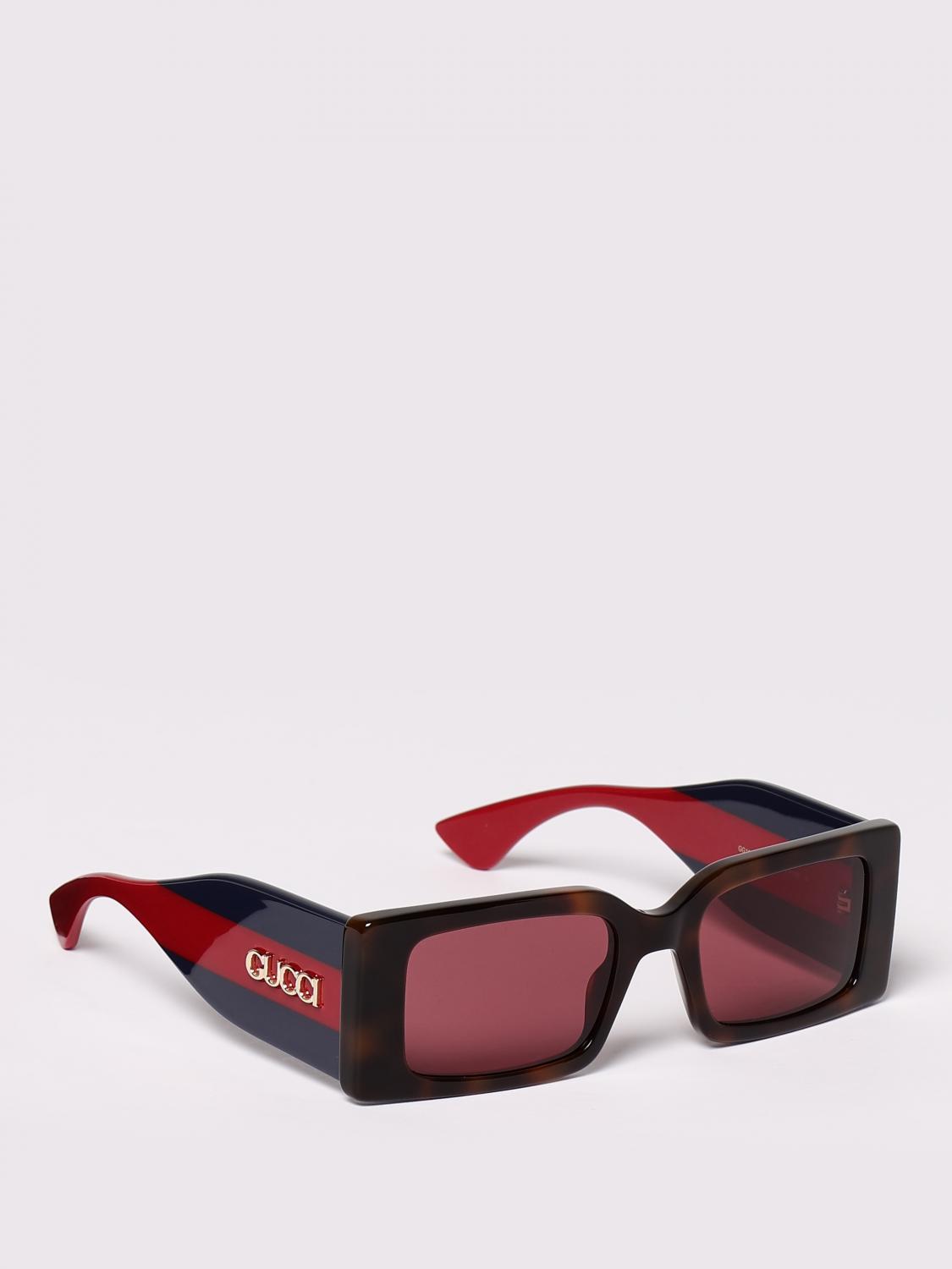 GUCCI OCCHIALI DA SOLE: Occhiali da sole Web Gucci in acetato, Marrone - Img 1