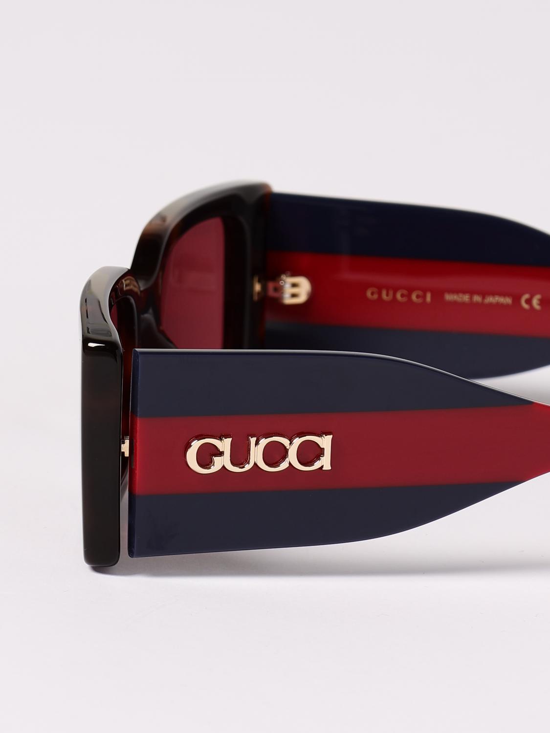 GUCCI OCCHIALI DA SOLE: Occhiali da sole Web Gucci in acetato, Marrone - Img 5