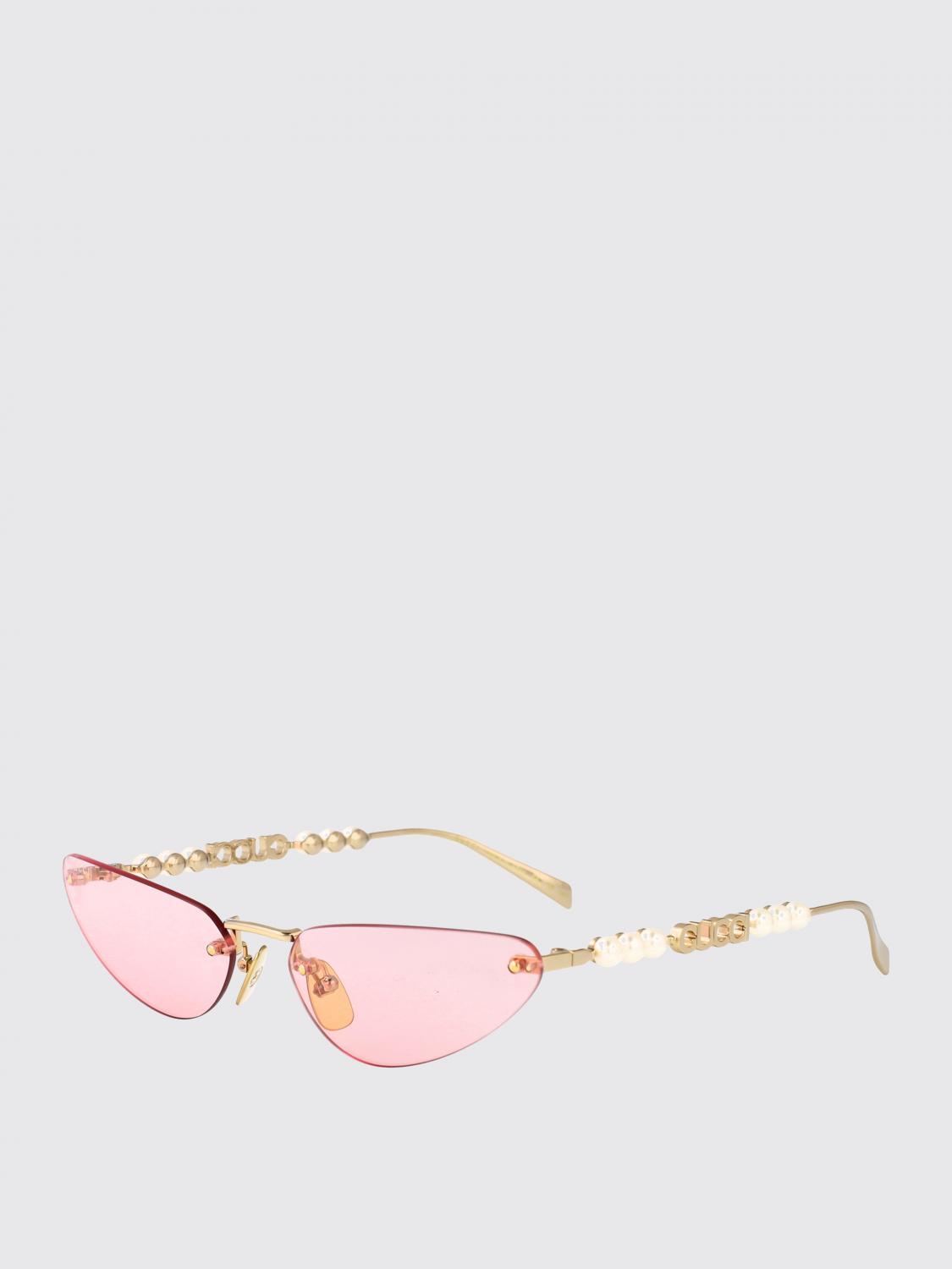 GUCCI OCCHIALI DA SOLE: Occhiali da sole in metallo Gucci con perle, Rosa - Img 1