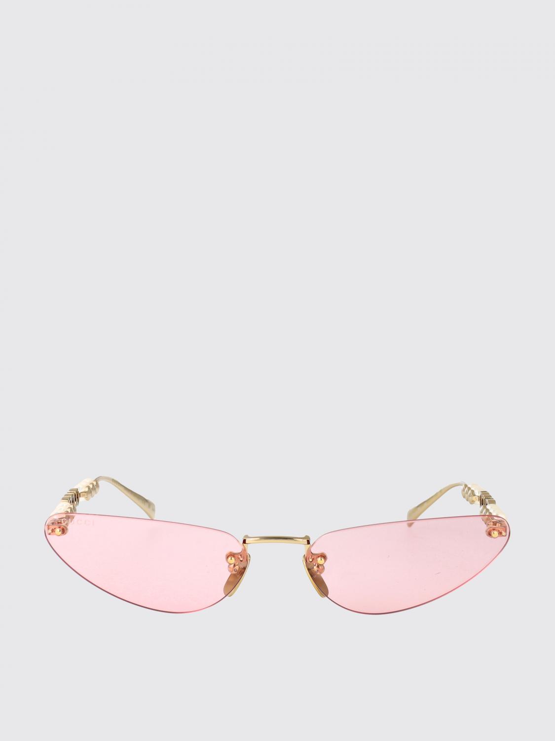 GUCCI OCCHIALI DA SOLE: Occhiali da sole in metallo Gucci con perle, Rosa - Img 2