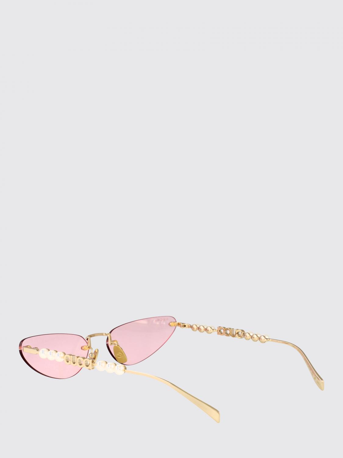 GUCCI OCCHIALI DA SOLE: Occhiali da sole in metallo Gucci con perle, Rosa - Img 3