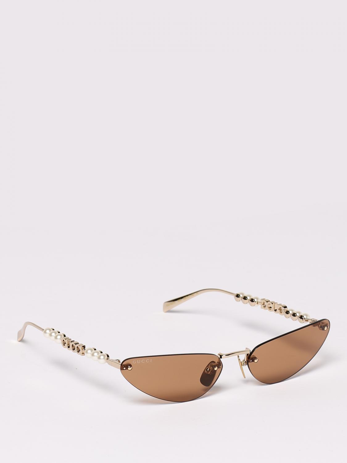 GUCCI GAFAS DE SOL: Gafas de sol Gucci de metal con perlas, Oro - Img 1