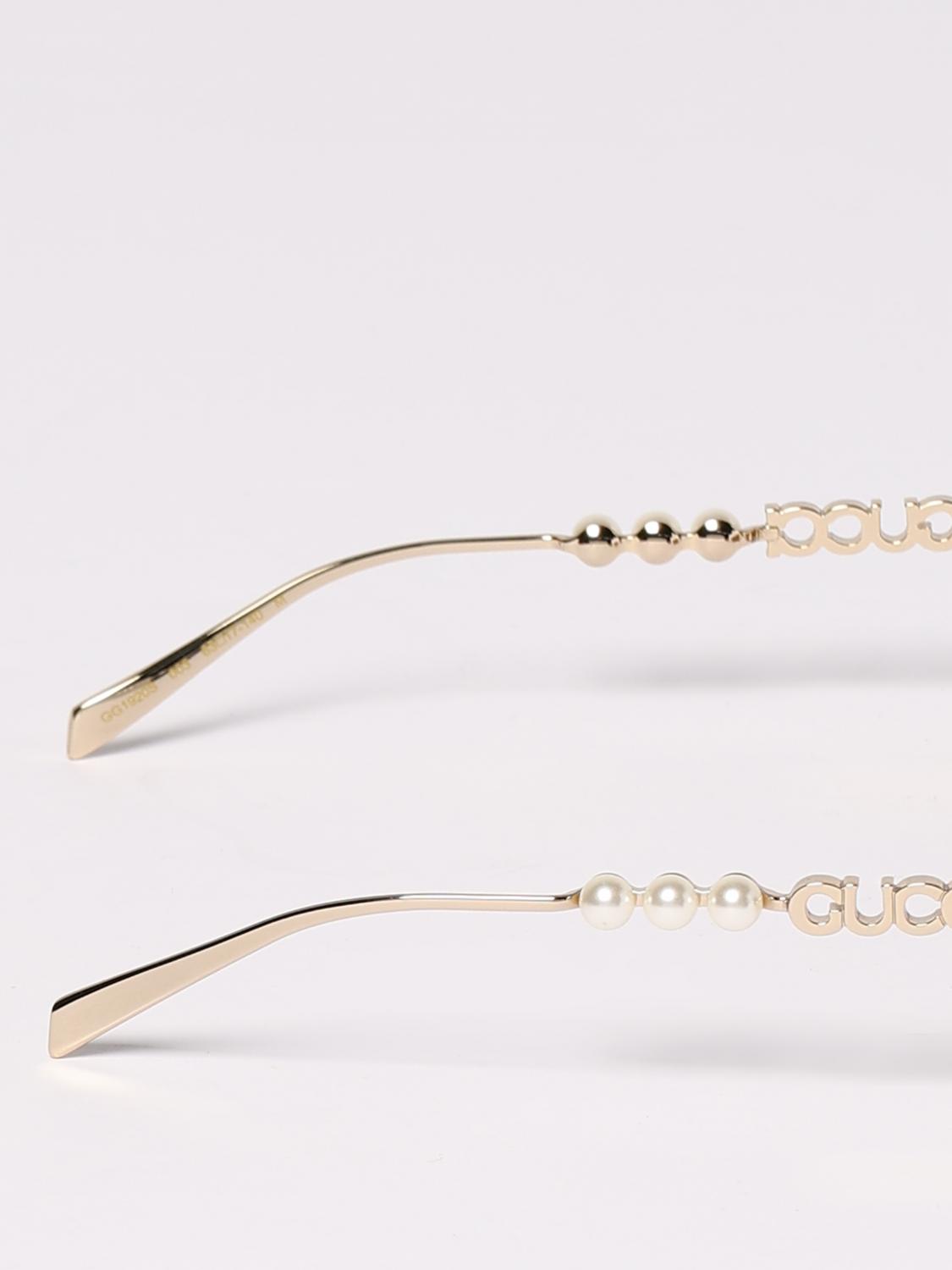 GUCCI GAFAS DE SOL: Gafas de sol Gucci de metal con perlas, Oro - Img 4