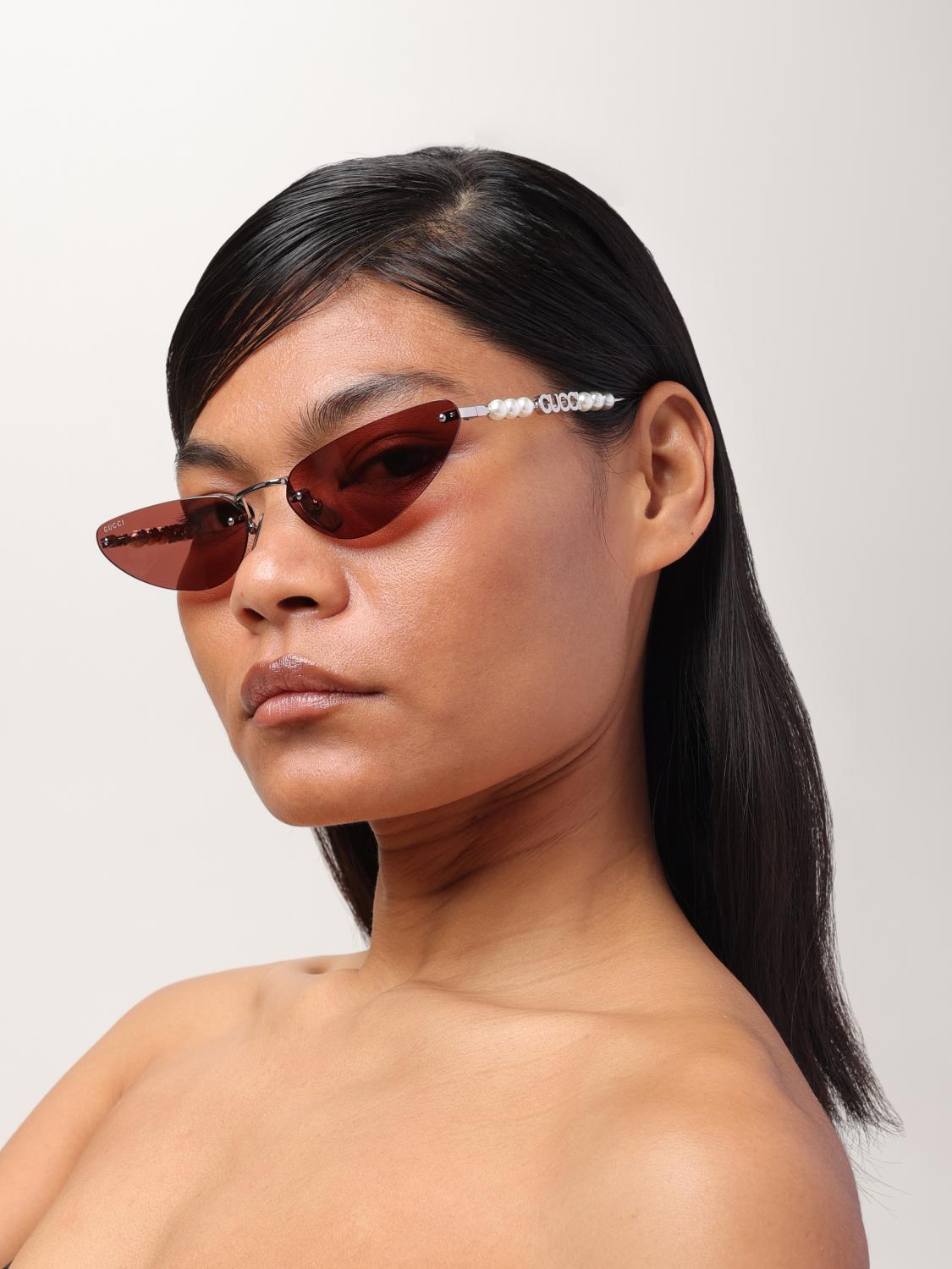 GUCCI GAFAS DE SOL: Gafas de sol Gucci de metal con perlas, Plata - Img 2
