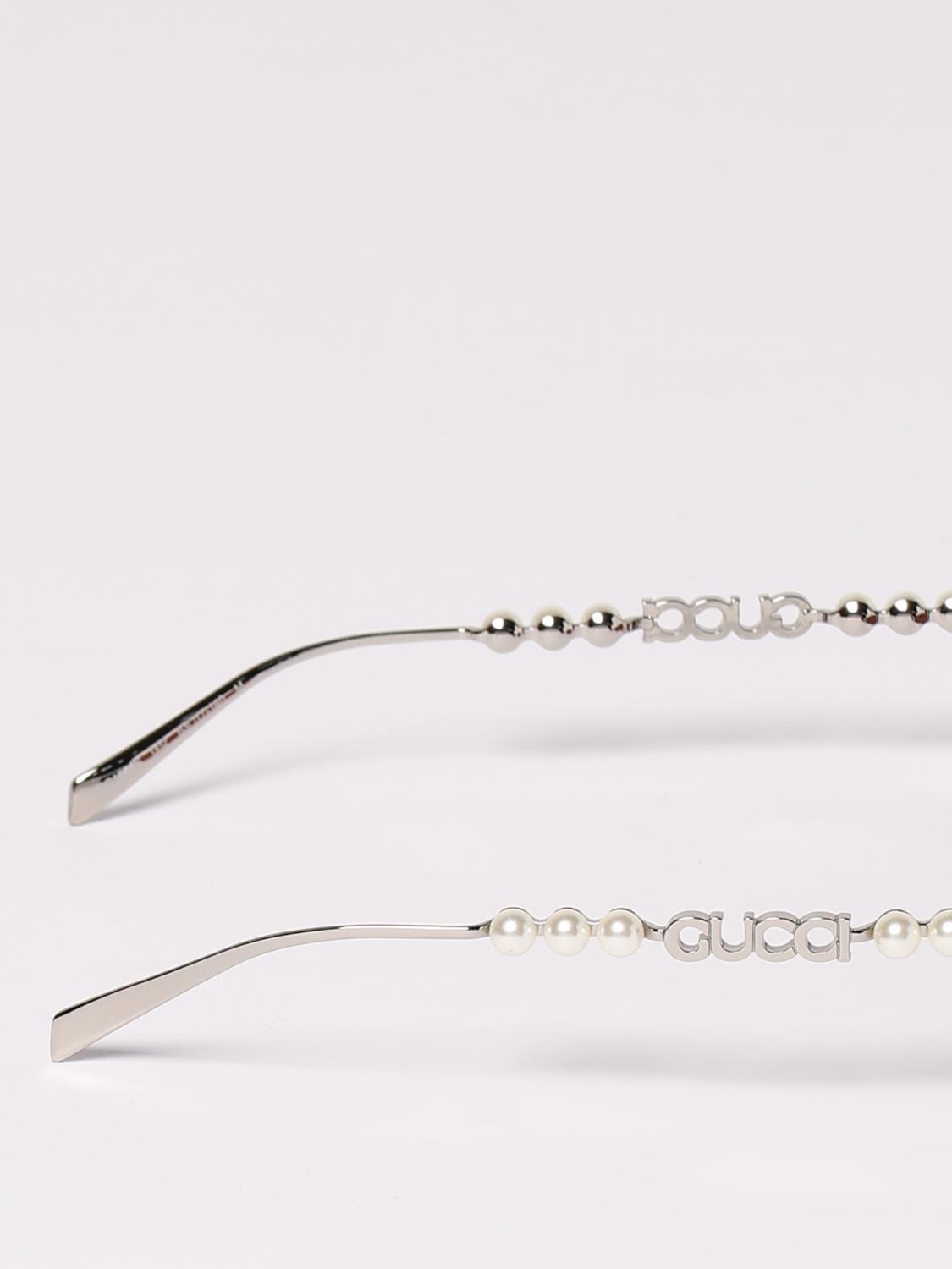 GUCCI GAFAS DE SOL: Gafas de sol Gucci de metal con perlas, Plata - Img 4