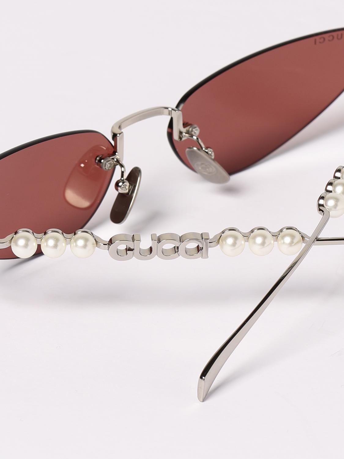 GUCCI GAFAS DE SOL: Gafas de sol Gucci de metal con perlas, Plata - Img 5