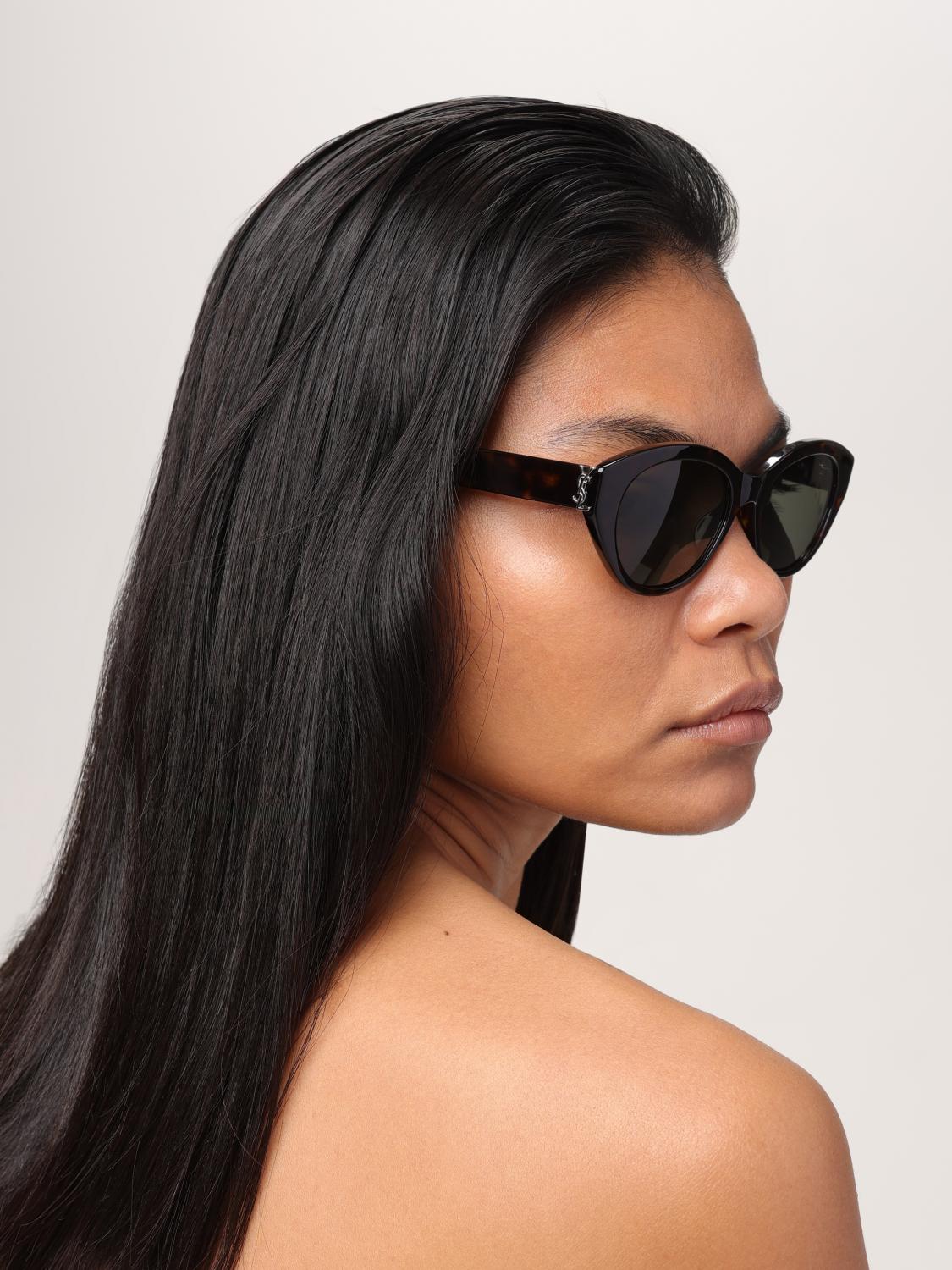 SAINT LAURENT OCCHIALI DA SOLE: Occhiali da sole cat-eye arrotondat Saint Laurent, Marrone - Img 2