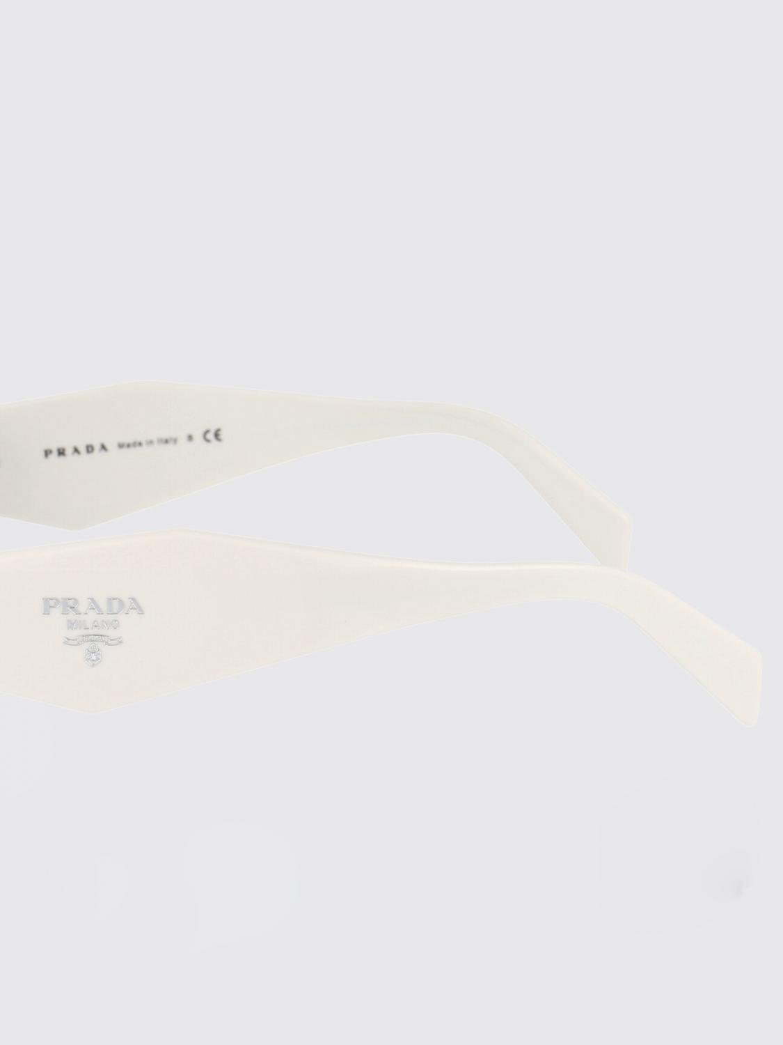 PRADA OCCHIALI DA SOLE: Occhiali da sole in acetato con logo Prada, Bianco - Img 4