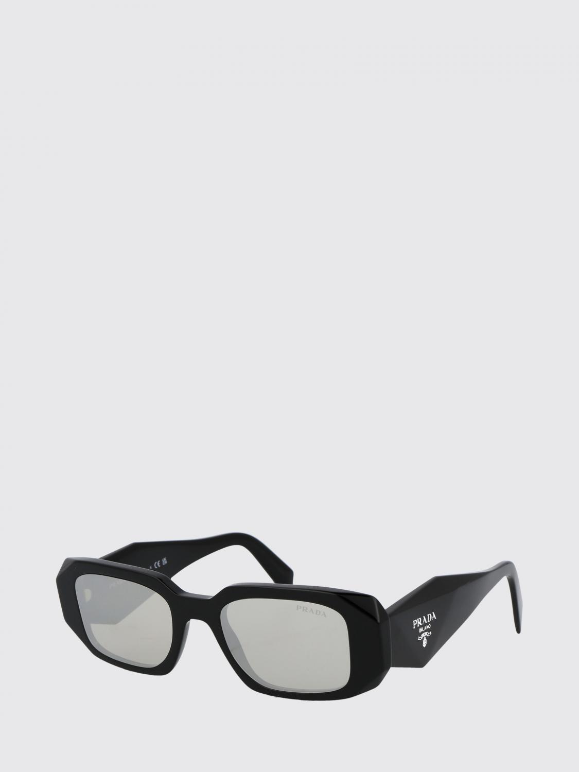 PRADA OCCHIALI DA SOLE: Occhiali da sole in acetato con logo Prada, Nero - Img 1
