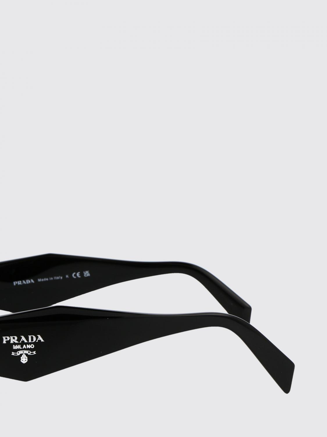 PRADA OCCHIALI DA SOLE: Occhiali da sole in acetato con logo Prada, Nero - Img 3