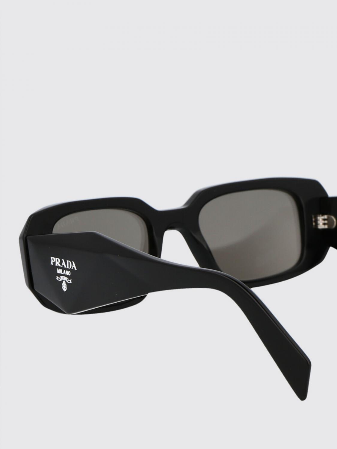 PRADA OCCHIALI DA SOLE: Occhiali da sole in acetato con logo Prada, Nero - Img 4