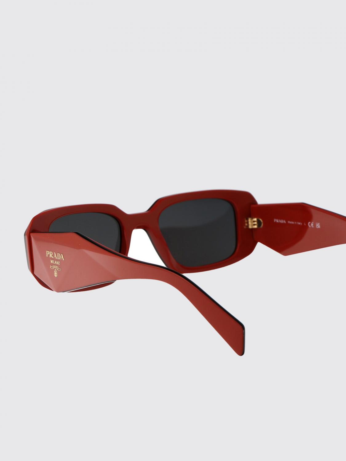 PRADA OCCHIALI DA SOLE: Occhiali da sole in acetato con logo Prada, Arancione - Img 4