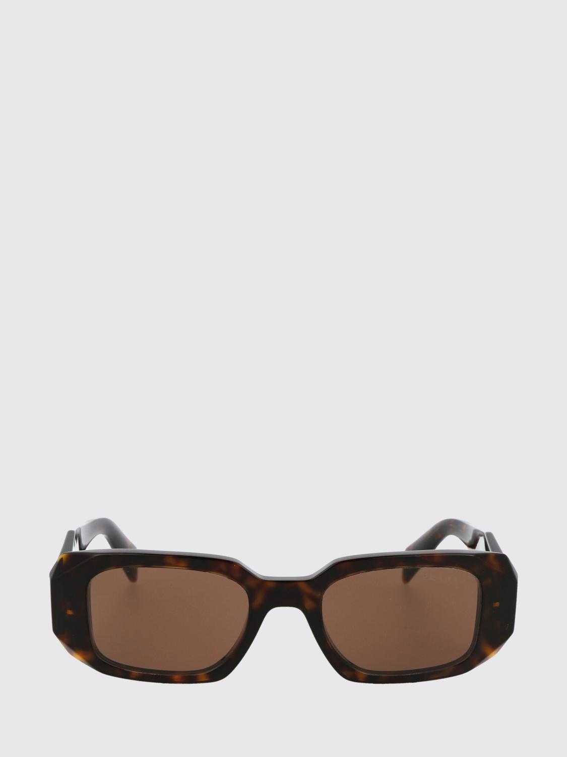 PRADA OCCHIALI DA SOLE: Occhiali da sole in acetato con logo Prada, Marrone - Img 2